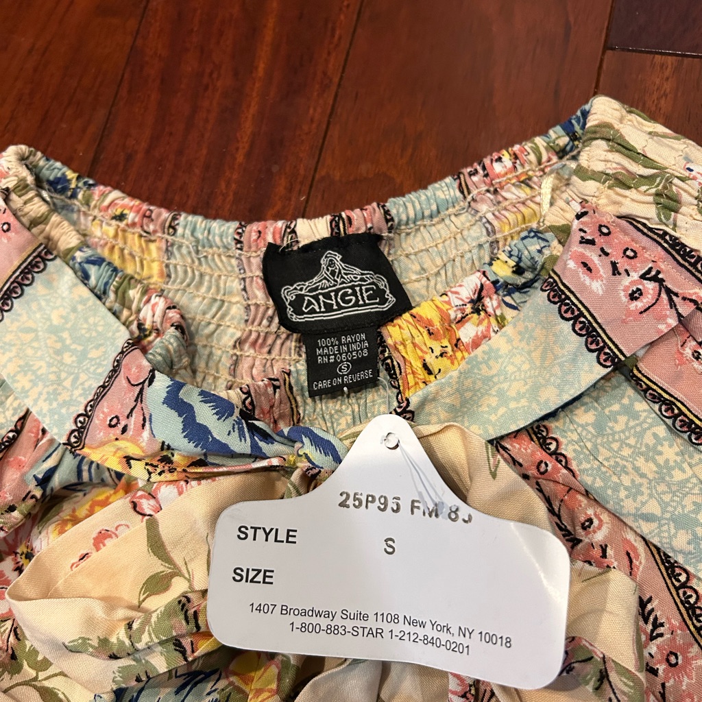 Nwt Angie Multicolor Floral Patchwork Dressy Shorts Boho W Belt — image 3 of 7